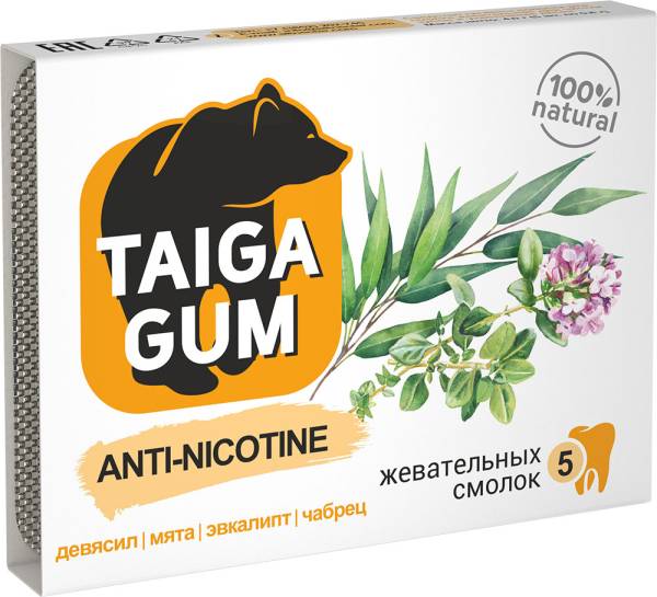 Смолка жевательная Taiga Gum против курения Алтайский нектар 5шт фотография